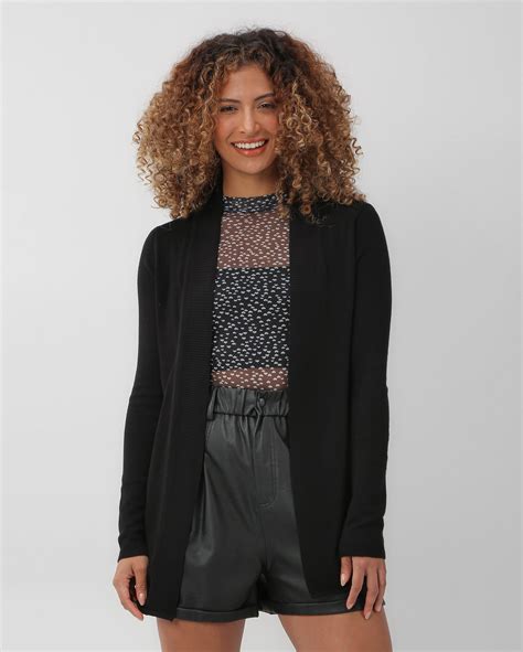 Riachuelo Cardigan Feminino Tricot Aberto Preto Pool Basics By