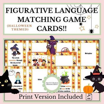 Halloween Themed Figurative Language Matching Game Cards TPT