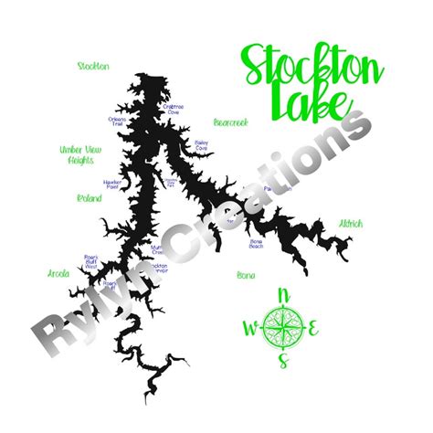 Stockton Lake Map With Coves Digital Files - Etsy