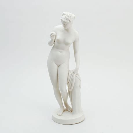 Skulptur Venus Med Pplet Parian Gustavsberg Daterad Keramik