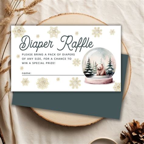 Snowflake Winter Baby Shower Diaper Raffle Enclosure Card Baby Shower