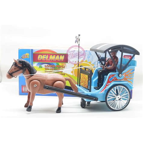 Jual Mainan Kuda Delman Andong Anak Anak Miniatur Nyala Kereta Kuda