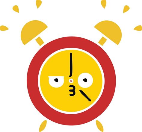 Flat Color Retro Cartoon Alarm Clock 8702027 Vector Art At Vecteezy