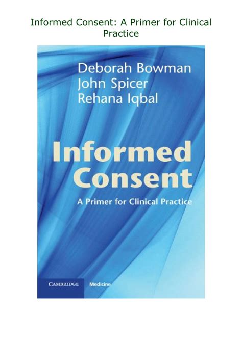 PDF ️Download ️ Informed Consent: A Primer for Clinical Practice