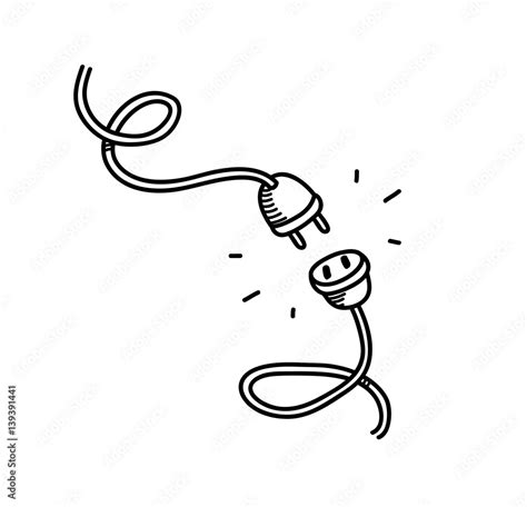 Unplugged Electrical Socket Plug A Hand Drawn Vector Doodle