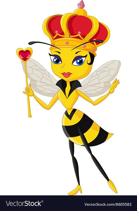 Cartoon Queen Bee Character Vector Image On Vectorstock Queen Bees