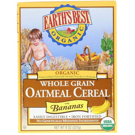 Earth S Best Organic Whole Grain Oatmeal Cereal With Bananas Oz