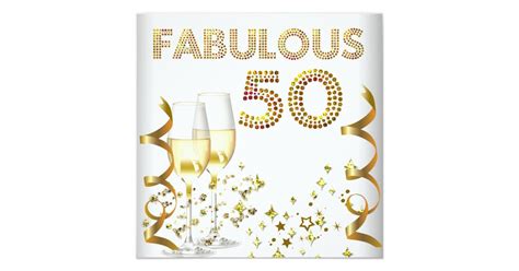 50 Fabulous Gold Champagne Birthday Party Invitation