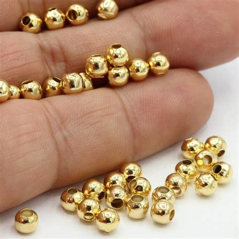 6mm 24 K Shiny Gold Plated Spacer Beads Ball Beads GLD41 Etsy