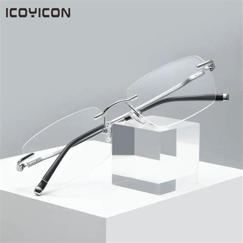 Rimless Pure Titanium Eyeglass Men Square Business Prescription Glasses Frame Ultralight