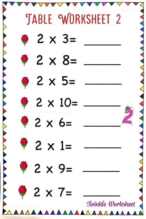 Twinkle Worksheet Multiplication Tables 2 Worksheet Year 2 Maths