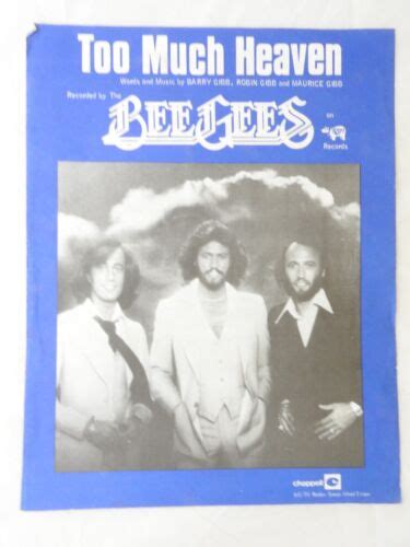 Too Much Heaven Bee Gees Sheet Music Piano Vocal 1978 Chappell Music