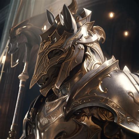 Premium Ai Image There Is A Statue Of A Knight In A Gold Armor