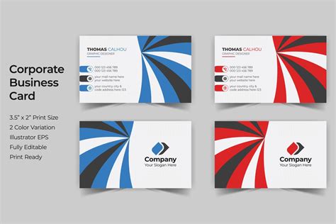 Corporate Business Card Print Template 22587126 Vector Art at Vecteezy