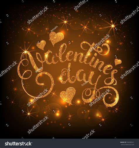 Happy Valentines Day Gold Glitter Texture Stock Vector Royalty Free