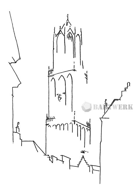 Domtoren Utrecht Lijntekening Line Drawing Galerie WerkVanBart