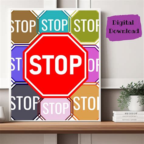 Stop Sign, Stop Sign Art, Wall Art Decor, Printable Wall Decor, Wall ...