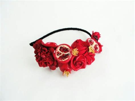 Pomegranate Headband Pomegranate Wedding Red Wedding Woodland