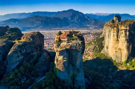 Aerial View from the Monastery of the Holy Trinity in Meteora, Greece ...