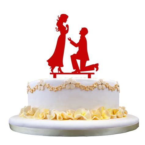 Buy 16cm Acrylic Cake Topper Couple Lover Propose Cake Decorating Party