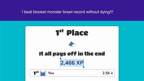 I Beat The Record Of Blooket Monster Brawl Without Dying Youtube