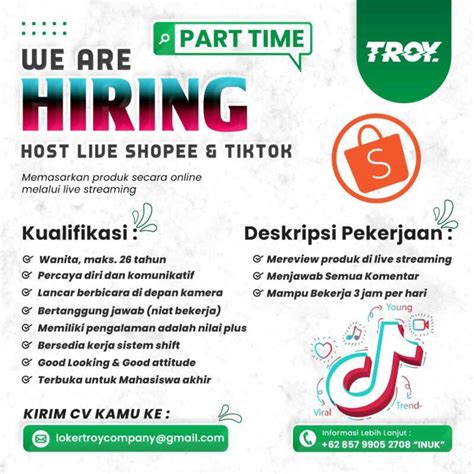 Lowongan Kerja Host Live Shopee Tiktok Di Troy Company LokerJogja ID