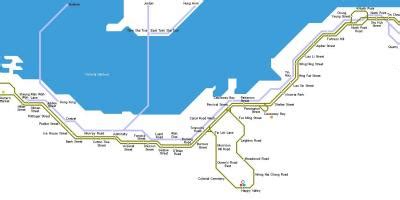 Hong Kong tram map - Straßenbahn-map Hong Kong (China)