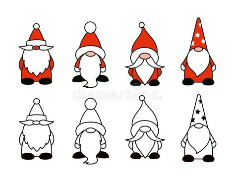 Gnomes Illustrations Isol Es Noir Et Blanc Jeu De Caract Res Gnome De