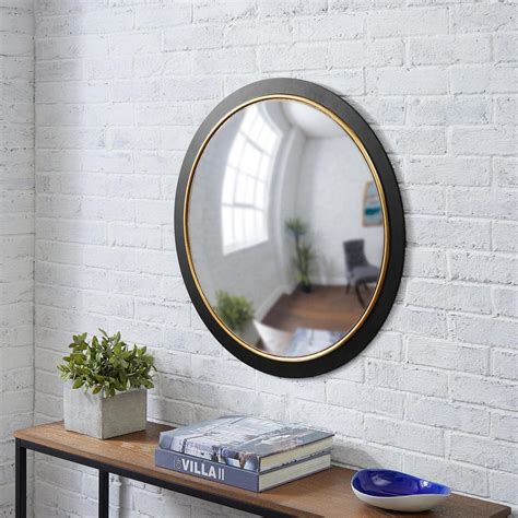 Stylewell Medium Round Black Gold Convex Classic Accent Mirror In