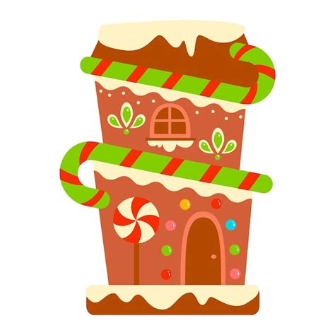 Weihnachten Cartoons Clipart Lebkuchenhaus Clipart Vektor Illustration