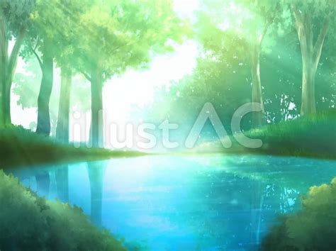 森の中の湖 背景イラストイラスト No 23052904｜無料イラスト・フリー素材なら「イラストac」