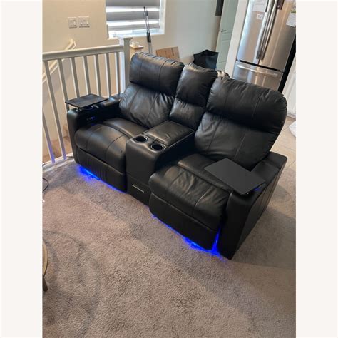 Leather Home Theatre Recliners with Swivel Tables - AptDeco