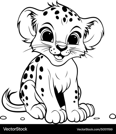 Cheetah - black and white cartoon for coloring Vector Image