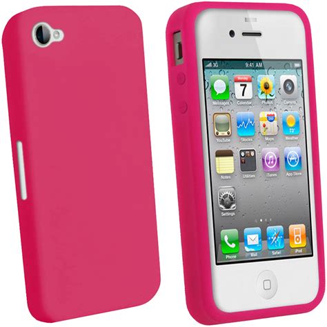 Pink Silicone Skin Case For Apple Iphone 4 Hd 4s 16gb 32gb 64gb Cover