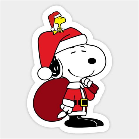 Happy Snoopy Santa Claus Sticker Snoopy Christmas Cartoons