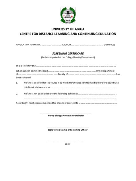 Uniabuja Portal - Fill Online, Printable, Fillable, Blank | pdfFiller