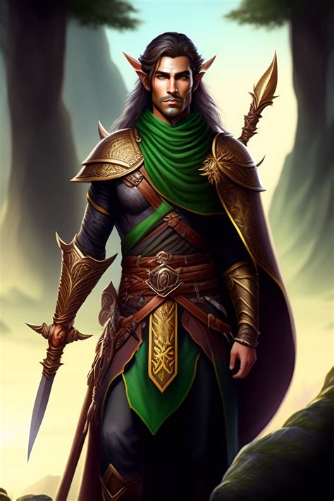 Lexica Male Elf Ranger Standing On A Rock With An Elven Bow In His