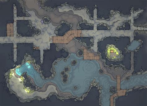 My X Abandoned Tunnels Cave Map Hand Drawn Battlemaps