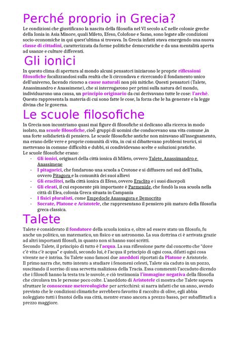 La Nascita Della Filosofia In Grecia Le Scuole Ioniche E I Loro