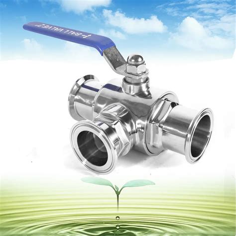 Sanitary Ball Valve T Type 3 Way Clamp Stainless Steel 304 Ball Valve