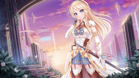 Wallpaper Blonde Long Hair Anime Girls Blue Eyes Weapon Thigh