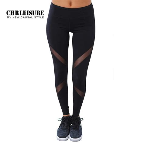 Chrleisure Fitness Mesh Leggings Women Polyester High Waist Ankle