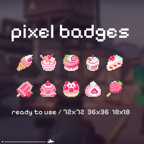 P2u Strawberry Dessert Pixel Badges Cute Kawaii Twitch Sub Bit Points