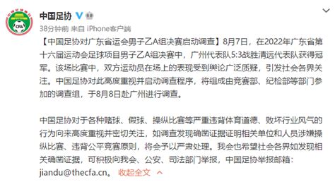 场上的表现引质疑！中国足协对广东省运会男足决赛启动调查 广东省运会决赛疑踢假球 足协调查 广东省运会决赛疑踢假球 比赛