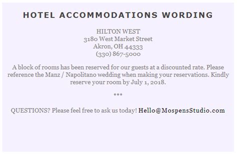 Hotel Accommodations Wording For Wedding Invitations - jenniemarieweddings