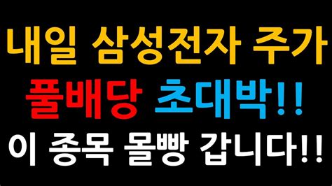 내일 삼성전자 주가 풀배당 초대박 이 종목 몰빵 갑니다 증시전망한국주식미국주식삼성전자 주가 전망삼성전자우삼성