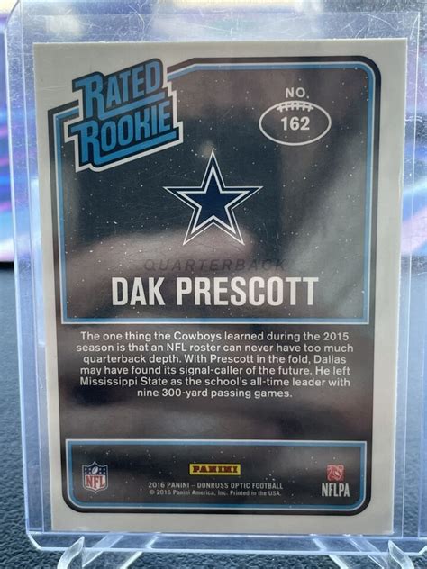 Donruss Optic Dak Prescott Red Yellow Holo Prizm Rated Rookie Card