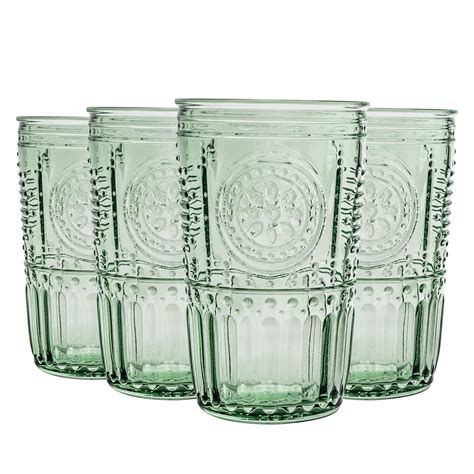 Bormioli Rocco Romantic Set Of 4 Cooler Glasses 16 Oz Colored Crystal Glass