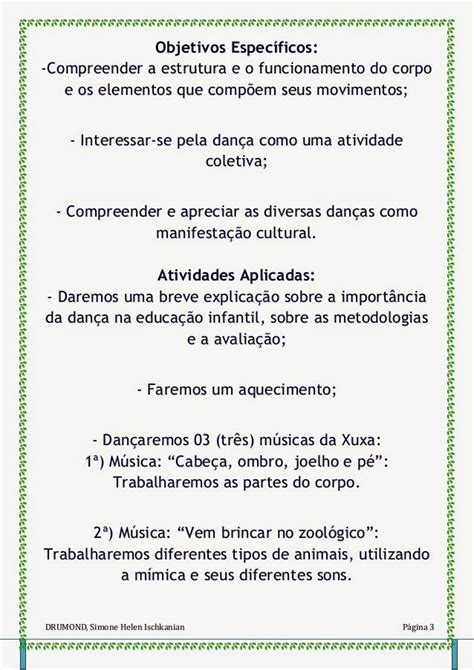 Plano De Aula Danca