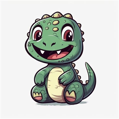 Premium AI Image | cute dino happy and smiling bold line clipart ...